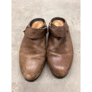 Ariat Brown Leather Slip On Western Mule Clogs Shoes Slingback Womens 8 Cowgirl